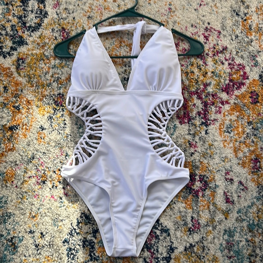 White one piece bathing suit